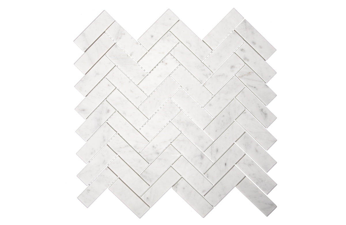 Euro Tile Stone Bianco Carrara Herringbone