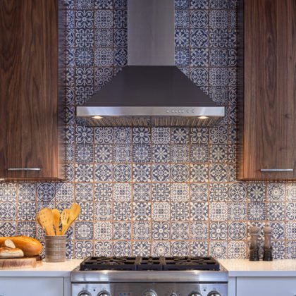 Blue Patterned Mosaic Kitchen Astro Design Centre