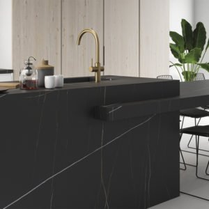 Euro Tile Stone 12mm Porcelain Slab Countertop Azalai Negro Kitchen