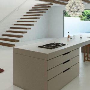 Euro Tile Stone Caesarstone Quartz Countertop 4003 Sleek Concrete Kitchen
