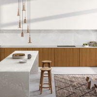 Euro Tile Stone Caesarstone Quartz Countertop 4011 Cloudburst Concrete Kitchen