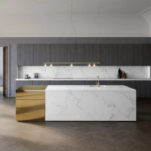 Euro Tile Stone Caesarstone Quartz Countertop 5151 Empira White Kitchen