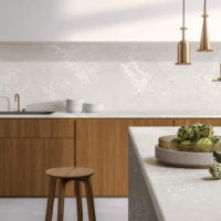 Euro Tile Stone Caesarstone Quartz Countertop 4011 Cloudburst Concrete Kitchen