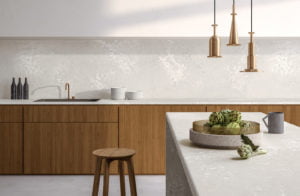 Euro Tile Stone Caesarstone Quartz Countertop 4011 Cloudburst Concrete Kitchen