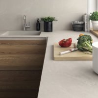 Euro Tile Stone 12mm Porcelain Slab Countertop Pacific Blanco Kitchen