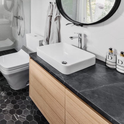 Hexagon Floor and Wall Bathroom O'Keefe Fiorenza Design Group