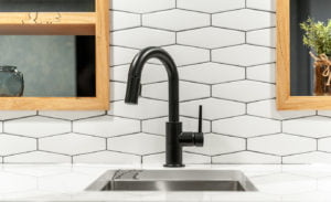 Elongated Hexagon Backsplash in Kitchen