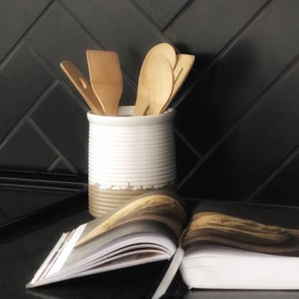 Black Herringbone Subway Tile in Kitchen