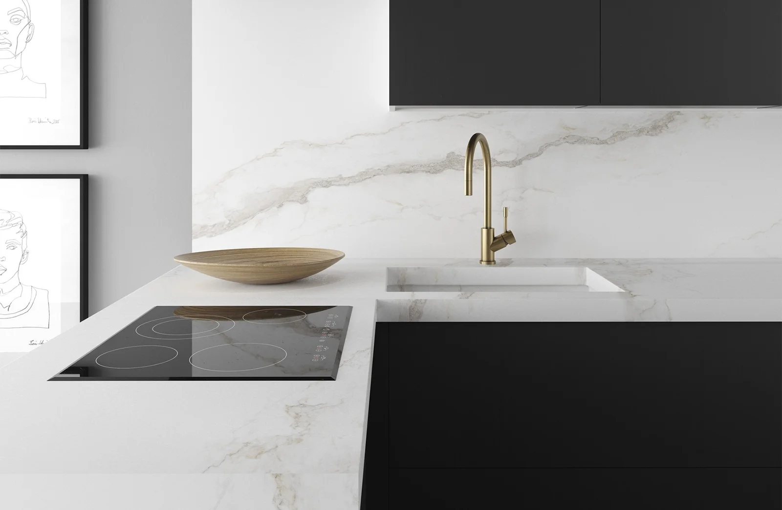 Euro Tile Stone Larsen Porcelain Slab Countertop in Kitchen