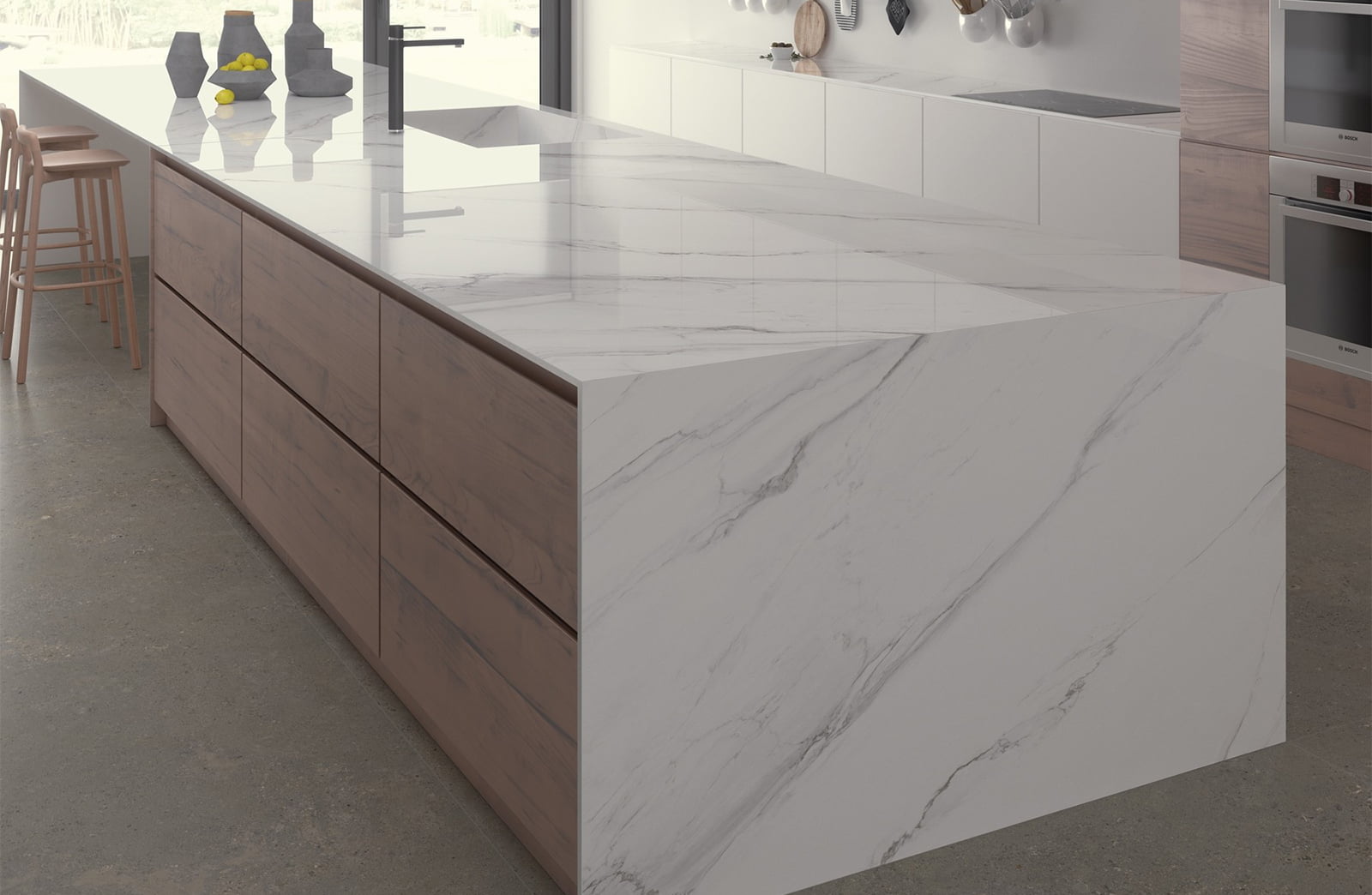 Euro Tile Stone Touche Bookmatch Super Blanco Gris High Gloss