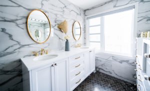 Hexagon Floor Marble Wall Bathroom