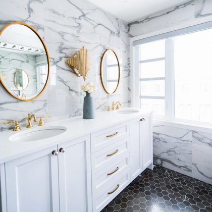 Hexagon Floor Marble Wall Bathroom