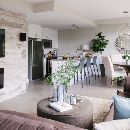 Tiled Fireplace in Living Room