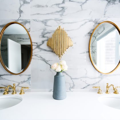 Bathroom with Marble Wall