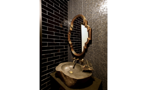 Mosaic Bathroom with Natural Stone Sink West of Main